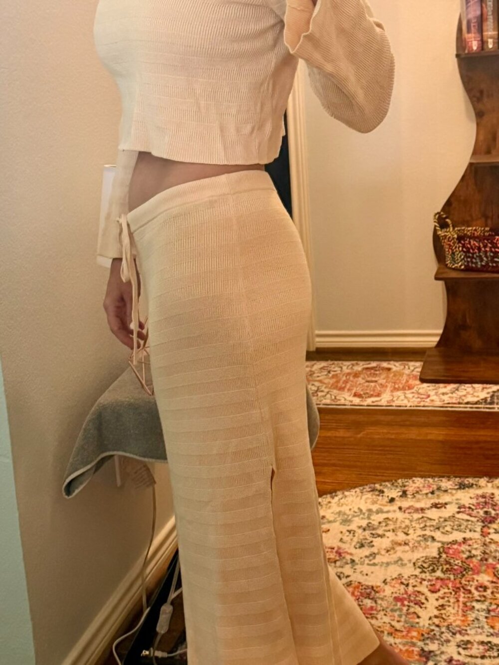 Spell Hibiscus Lane Sunray Knit Set Skirt L NWT + Top M Boho Peach